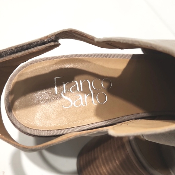 Franco Sarto Helix Leather Taupe Peep Toe Heels Size 9M EUC! - Picture 6 of 9